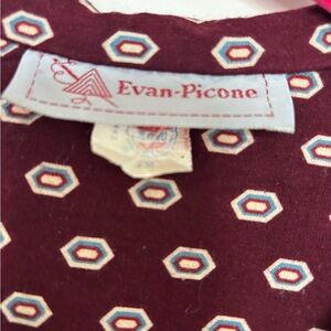 Vintage Evan Picone Maroon Hexagon Pattern Top